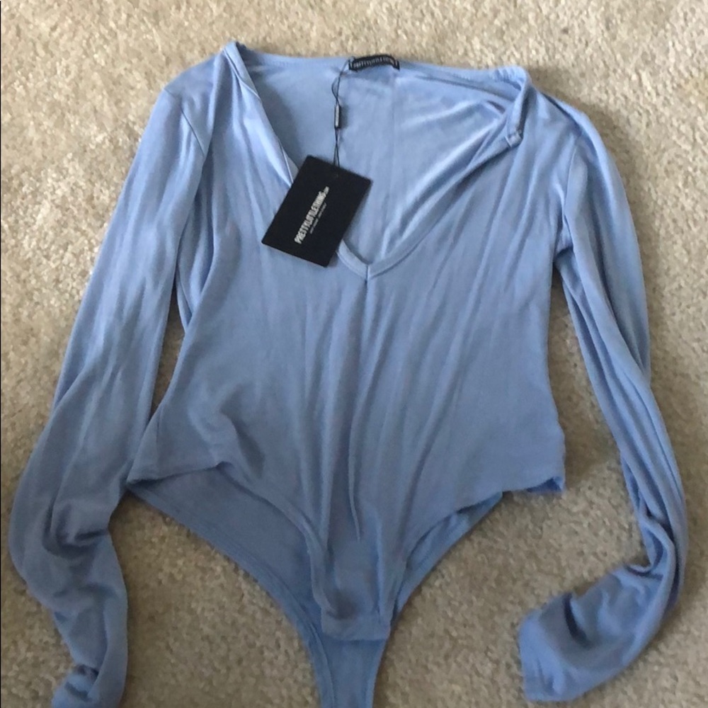 pretty little thing baby blue bodysuit